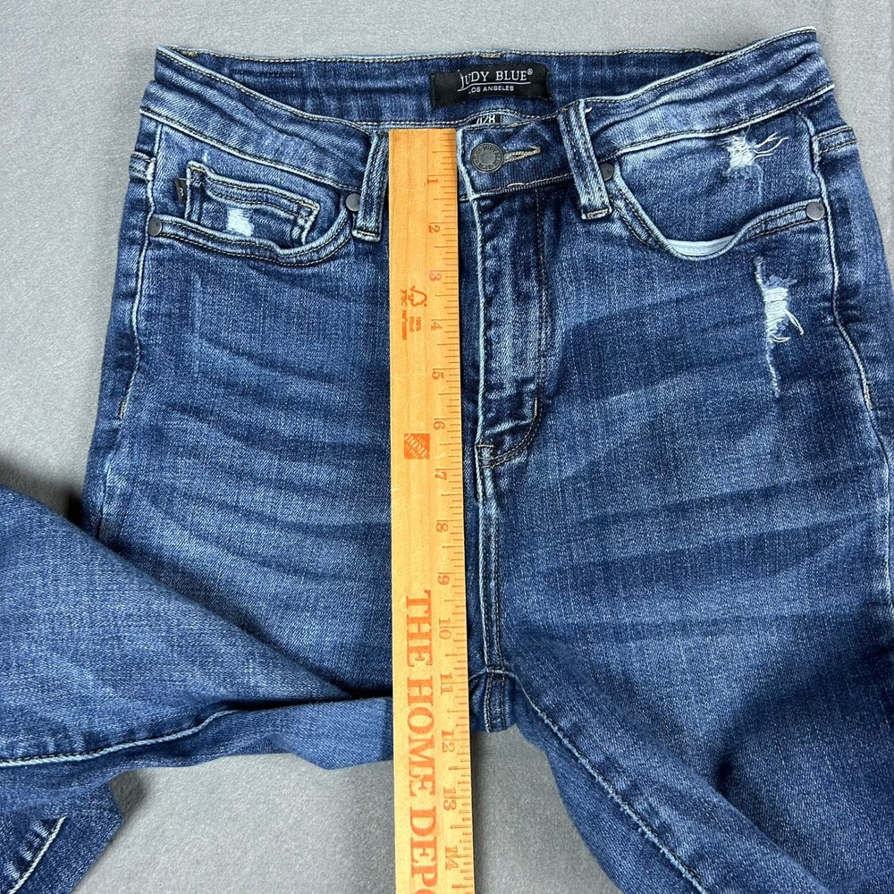 Judy Blue Skinny Jeans Distressed‎ Raw Release Hem Women 7/28 Blue - Picture 6 of 13